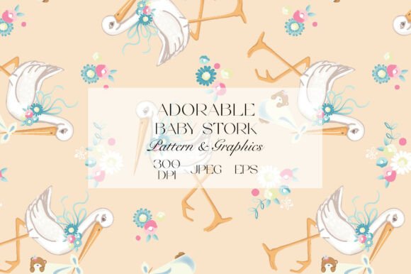 Adorable Baby Stork Seamless Pattern for Nurturing Creations