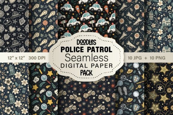 Celebrate Law Enforcement with Patrol Police Doodle Patterns