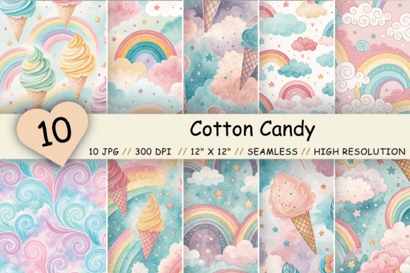 Cotton Candy Digital Paper, Seamless