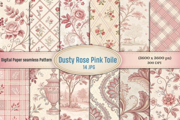 Dusty Rose Pink Toile Digital Paper: A Timeless Design Resource