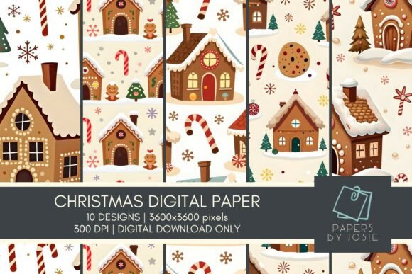 Gingerbread House Pattern Digital Paper: A Creative Must-Have for the Holidays