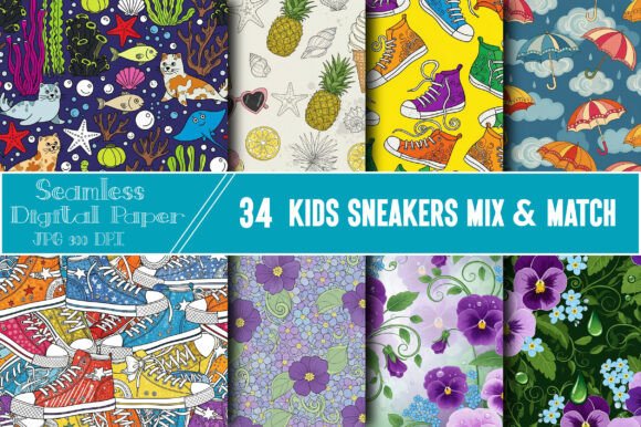 Kids Sneakers Mix Match Pattern: A Creative Design Essential