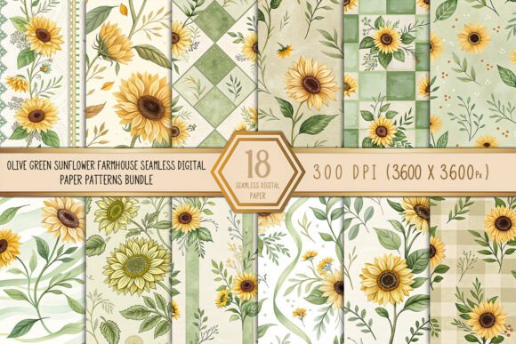 Olive Green Sunflower Farmhouse Digital: A Rustic Floral Resource for Creative Projects