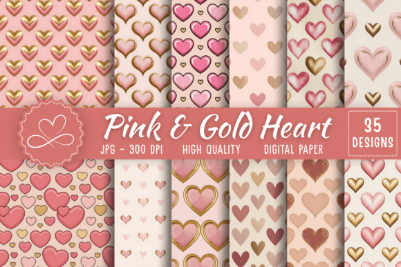 Pink Gold Heart Pattern: A Touch of Elegance and Romance for Your Design Projects