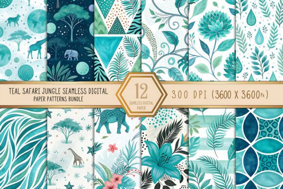 Unlock Creative Potential with Teal Safari Jungle Seamless Digital Paper