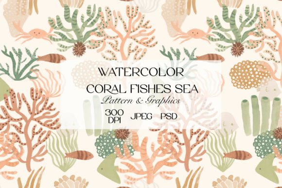 Watercolor Coral Fishes Sea Pattern: A Versatile Stylized Summer Design for Creative Projects