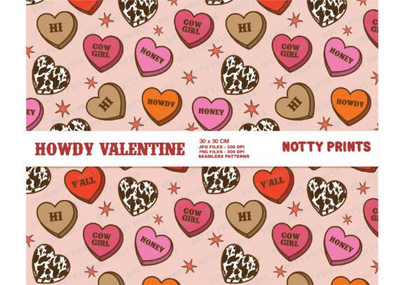 Western Howdy Candy Heart Cowgirl Pattern: A Unique Blend of Western and Valentine’s Day Aesthetics