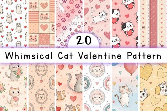 Whimsical Cat Valentine Pattern: A Creative and Versatile Design Choice